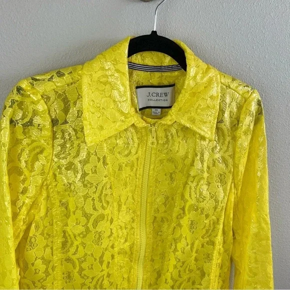 NWOT J. Crew Collection Yellow Coated Lace Jacket Coat Rain Spring Women’s XS - Picture 9 of 10